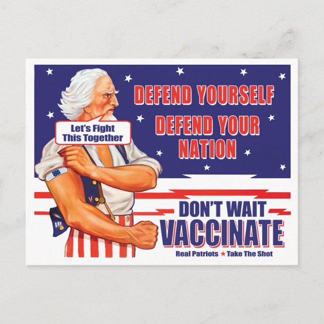 Farbror Sam Vaccinera sig Låt oss bekämpa detta ti Vykort (Framsida)