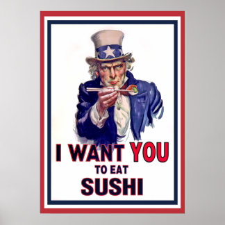 Farbror Sam vill att du ska äta Sushi Poster