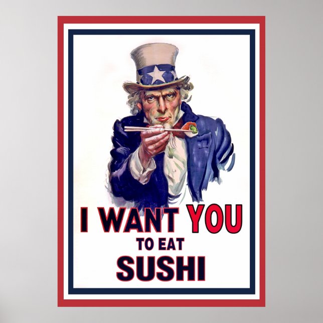 Farbror Sam vill att du ska äta Sushi Poster (Framsidan)