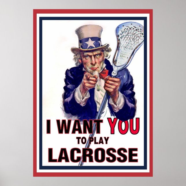 Farbror Sam vill att du spelar Lacrosse Poster (Framsidan)