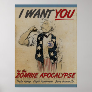 Farbror Sam Wants Du för Zombie Apocalypse Poster
