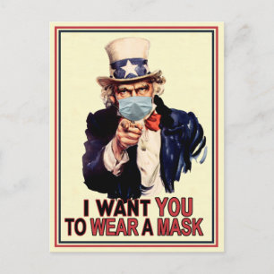 Farbror Sam Wants Du till Bäran i Ansikte Mask USA Vykort