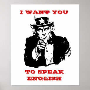 Farbror Samma Poster "Jag vill att du talar engels