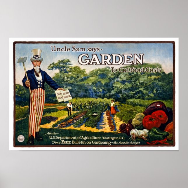 Farbror Sam's Garden, 1917. Vintage Reklam Poster (Framsidan)