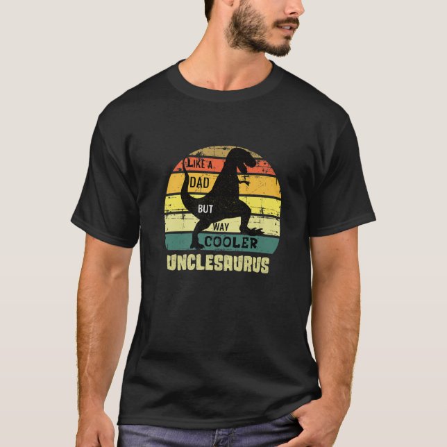 Farbror Saurus Rex Dinosaur som en Pappa Way Coole T Shirt (Framsida)