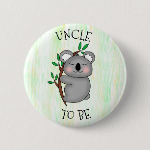 Farbror som ska Koala themed Baby Shower Knapp