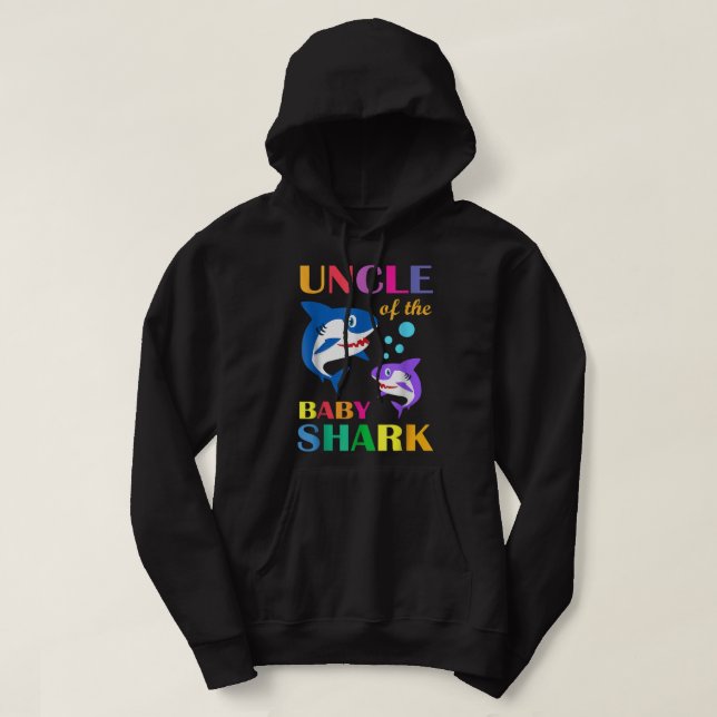 Farbror vid Baby-födelsedag, farbror Shark Chris Hoodie (Design framsida)