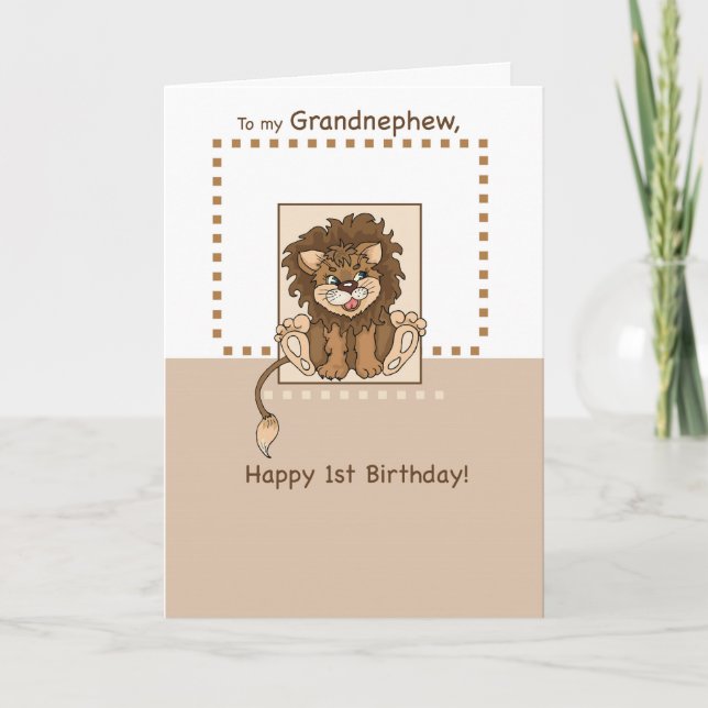 Farbrors son 1-årsdag Lejon Kort (Framsida)