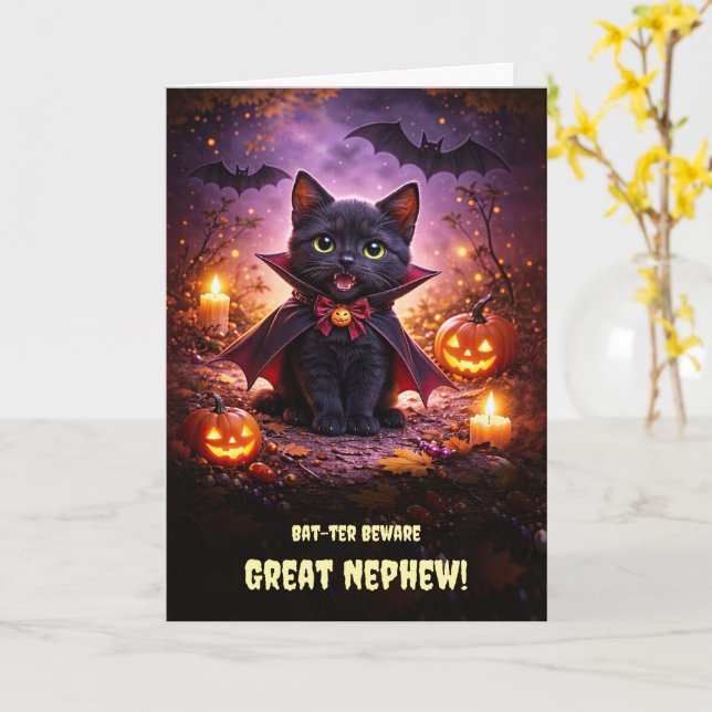 Farbrors son eller systerson Glad Halloween  Kort (Gul blomma)
