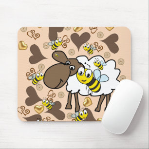 Fårbrun Hjärtar Bumblebee Mouse Pad! Muspets Musmatta