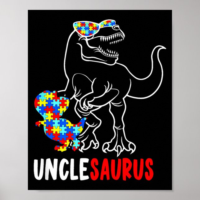 Farbrus T Rex Dinosaur Autism Medvetenhet Farbror  Poster (Framsidan)