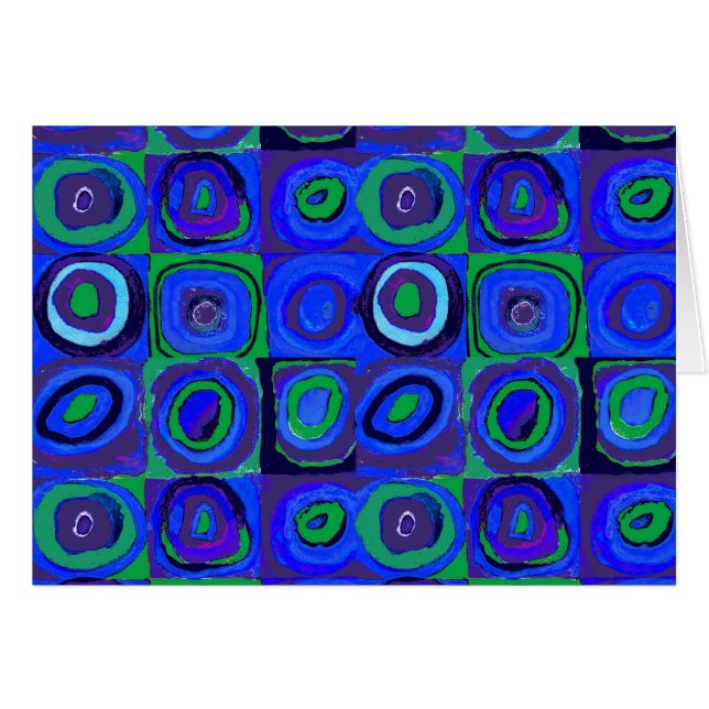 Farbstudie Quadrate Squares Blue Circles Hälsningskort (Framsidan Horizontal)