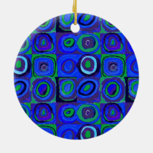 Farbstudie Quadrate Squares Blue Circles Julgransprydnad Keramik