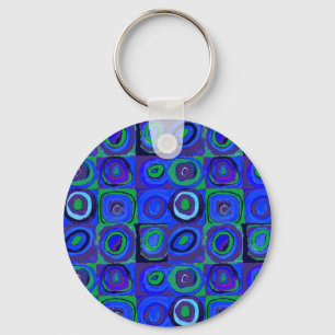 Farbstudie Quadrate Squares Blue Circles Nyckelring