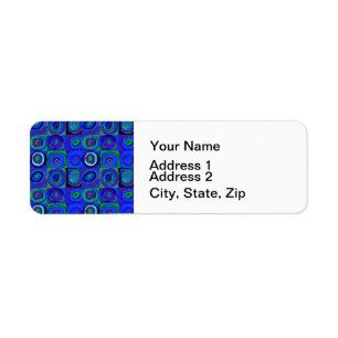 Farbstudie Quadrate Squares Blue Circles Returadress Etikett