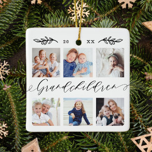 Farchildren Gift for Grandföräldrar Photo Collage Julgransprydnad Keramik
