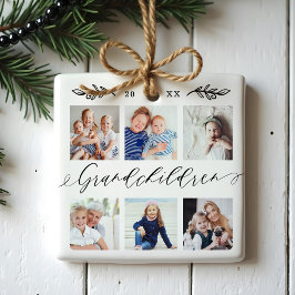 Farchildren Gift for Grandföräldrar Photo Collage Julgransprydnad Keramik