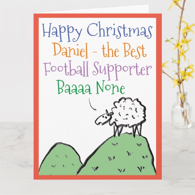 Fårdesign Glad jul fotbollsentusiast Kort (Gul blomma)