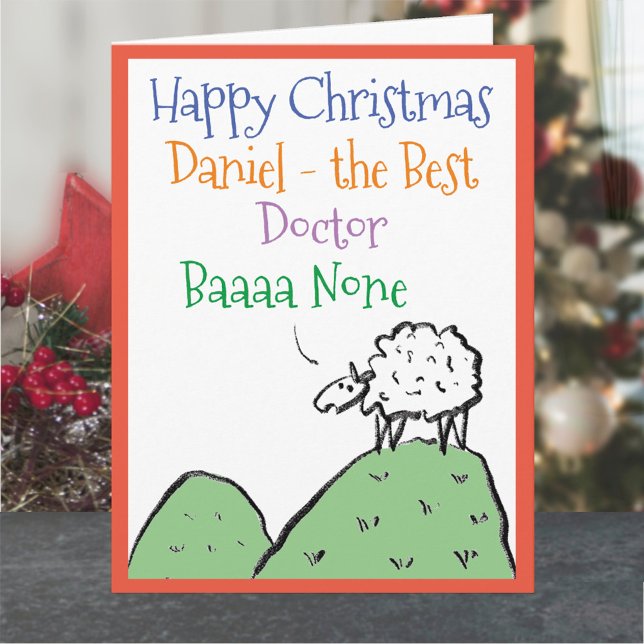 Fårdesign Glad jul till en läkare-kort Kort (Skapare uppladdad)