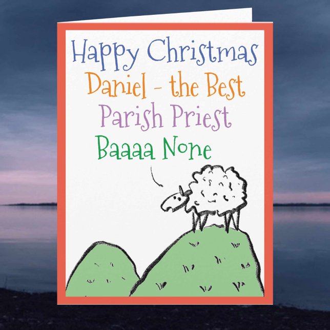 Fårdesign Lycklig jul till en parish Priest Kort (Skapare uppladdad)