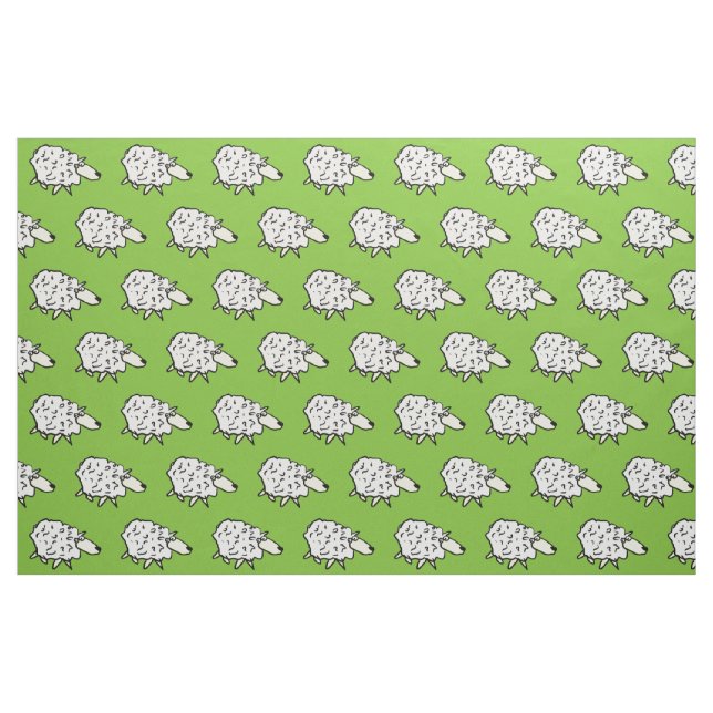 Fårdesigner i Mönster på en Grönt - bakgrund Tyg (Fat Quarter)