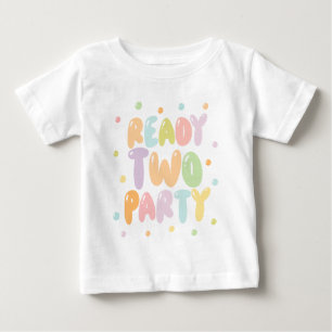 Färdig Att Festa Tjej 2-års Födelsedags T-Shirt