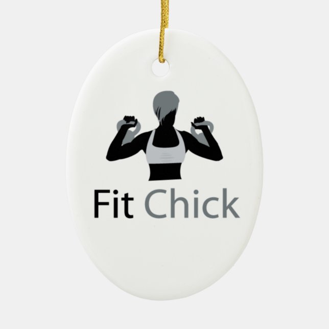Färdig chick med Kettlebells Julgransprydnad Keramik (Framsidan)