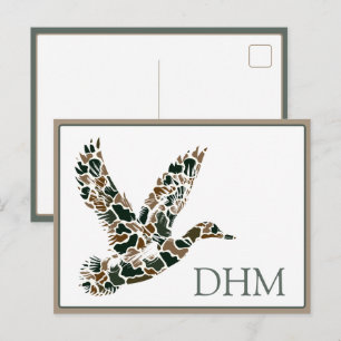 Färdig kamouflage- gräsand-monogram vykort