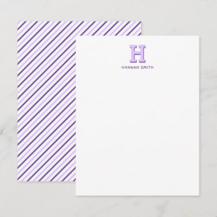 Färdig Monogram och Randig Notkort Anteckningskort