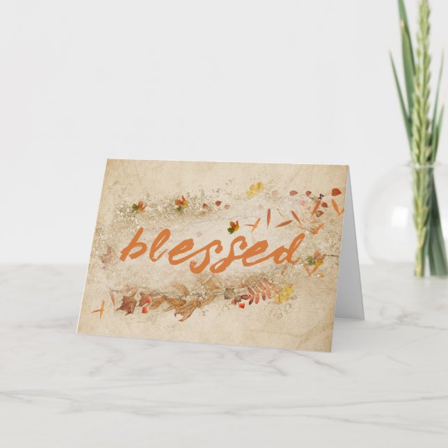 Färdig text med Höst löv Helgkort (Framsida)