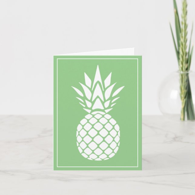 Färdig White Ananas på Salvia Grön Anteckningskort (Framsida)