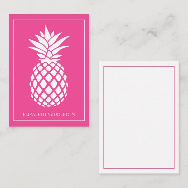 Färdig White Pineapple på Rosa Anteckningskort (Fram/baksida)