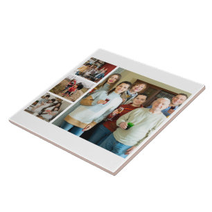 Färdiga minnen: Anpassade 4 Fotokollage Kakelplatta