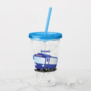 Färdigblått illustration av den moderna tecknaden take away mugg