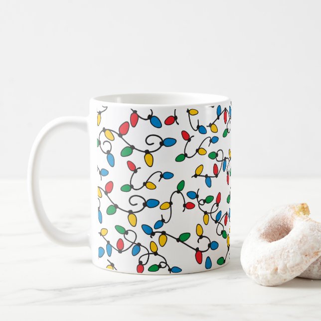 Färdigfärgad jul i Ljus Mönster Roligt Helgdag Mug Kaffemugg (Med munk)
