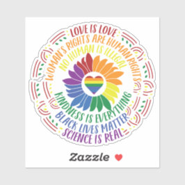 Färdigfärgad Social-rättvisa, blomstrande Ord Art Klistermärken