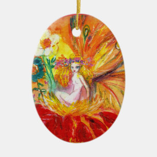 FÄRDIGHET HOS BLOMMERNA Vibrant Red Ruby Julgransprydnad Keramik