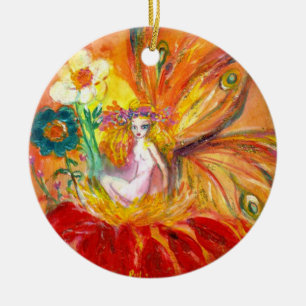 FÄRDIGHET HOS BLOMMERNA Vibrant Red Ruby Julgransprydnad Keramik