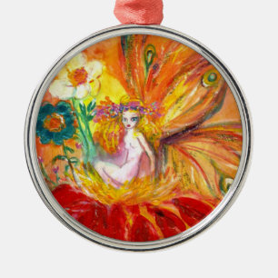 FÄRDIGHET HOS BLOMMERNA Vibrant Red Ruby Julgransprydnad Metall