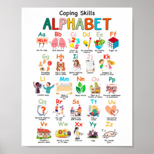 Färdigheter Abc Alfabet Mental Hälso Medvetenhet R Poster