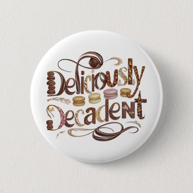 Färdigt dekadent kakor och chokladdesign knapp (Framsida)