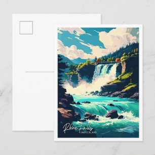 Färdillustration för Rhen Falls Schweiz Vykort