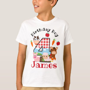 Fårdjur Fjärde födelsedag 4 Barnyard Birthday T Shirt