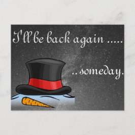 Färdkort för Cute melted Snögubbe Silke Hat Helgda Helg Vykort