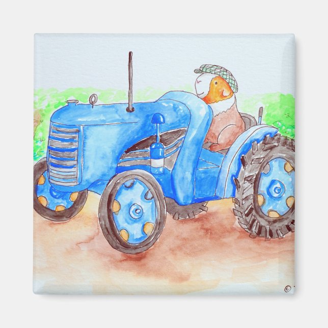 Färdmålning i Farmer Guinea Gris Magnet (Framsidan)