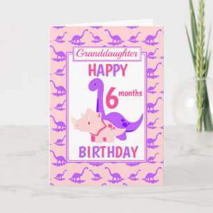 Fardotter Dinosaur 6 månader Birthday Rosa Kort
