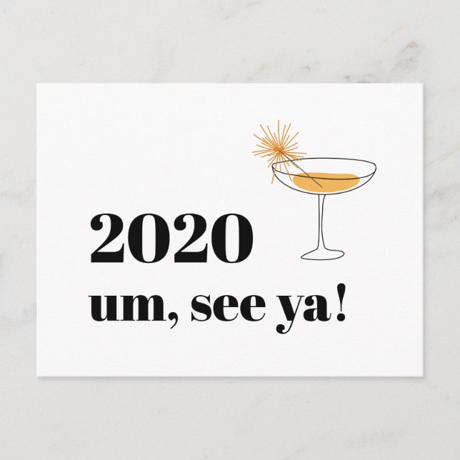 Farewell 2020 Glad helg Modern Font Cocktail Vykort (Framsida)