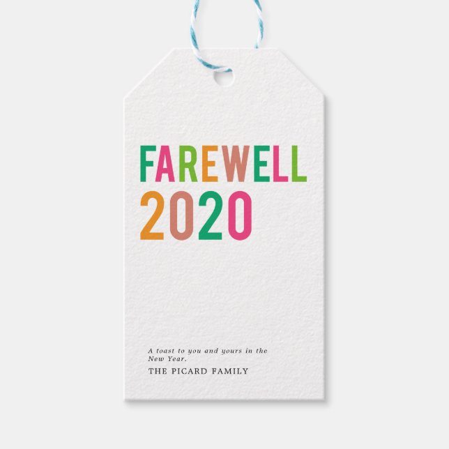 Farewell 2020 nyår färglös matsmältdegel presentetikett (Framsidan)