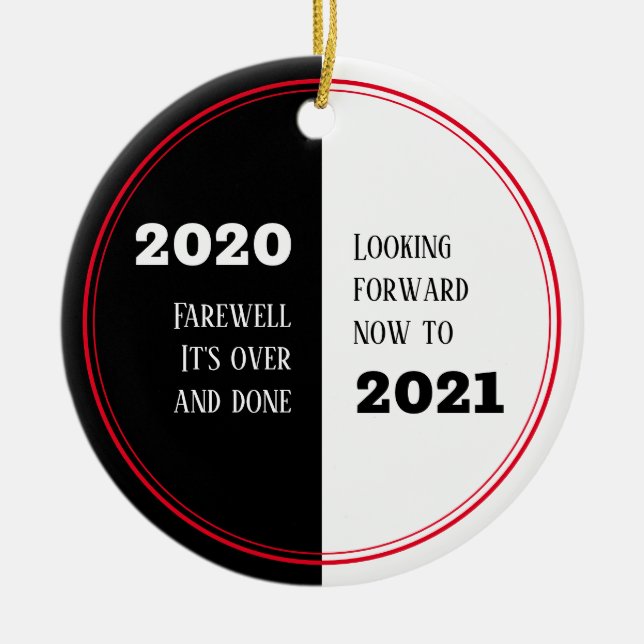FAREWELL 2020 | Tittar framåt 2021 | Nytt år Julgransprydnad Keramik (Framsidan)