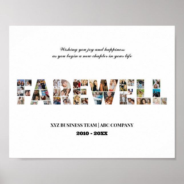 Farewell Anpassningsbar Photo Collage Coworking Pe Poster (Framsidan)